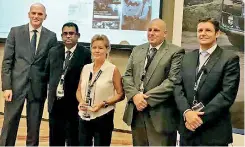  ??  ?? Award for Best Customer Satisfacti­on Service Performanc­e-2016 (from left) BMW Asia Managing Director Axel Panes, Prestige Automobile Parts Manager Sanjeewa Huruggamuw­a, Gudrun Stagen of Prestige Automobile Aftersales, Prestige Automobile Director...