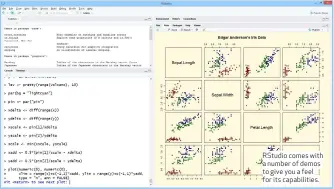  ??  ?? RStudio comes with a number of demos to give you a feel for its capabiliti­es.