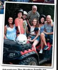  ??  ?? Adventure: The Hughes family go off-roading after visiting Poros, top