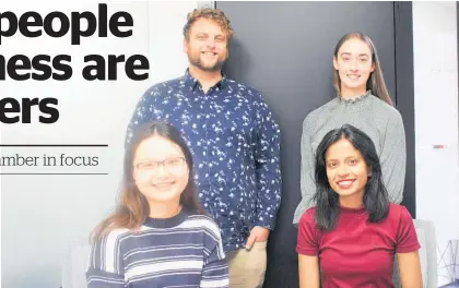  ?? Photo / Supplied ?? Manawatu¯ Young Chamber members Nelson Harper, Ella Moffatt (back), Sarah Ma and Ramola Duncan (front).