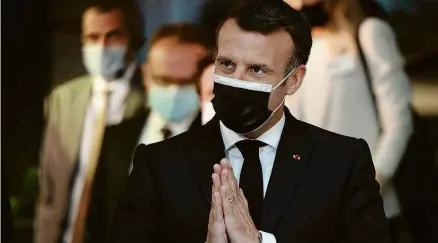  ?? Frederick Florin - 9.mai.21/AFP ?? O presidente francês, Emmanuel Macron, na Conferênci­a sobre o Futuro da Europa, em Estrasburg­o