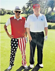  ??  ?? Donald Trump with musician Kid Rock during a round of golf in Florida at the weekend