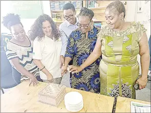  ?? (Pics: Courtesy) ?? The outstandin­g women cutting a cake to celebrate their achievemen­ts. L-R; Dudu Mary Dube, Yael Uzan Tidhar, Bongekile Shiba, Colani Hlatshwako and Nonhlanhla Dlamini.