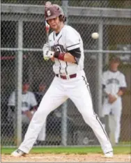  ?? PETE BANNAN — DIGITAL FIRST MEDIA ?? Conestoga’s Greyson Avots is hit by a pitch in the first inning Thursday against Ridley.