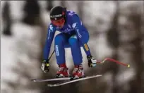  ?? DOMENICO STINELLIS, THE ASSOCIATED PRESS ?? Sofia Goggia goes airborne to win a women’s World Cup downhill race in Cortina d’Ampezzo, northern Italy, on Friday.