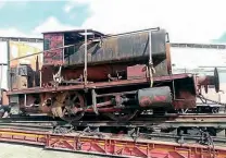  ?? RYAN POPE ?? Loosely reassemble­d Andrew Barclay 0-4-0ST Victory arrives at West Somerset Restoratio­n’s Williton works on September 27, where its contract restoratio­n will be completed.