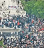  ?? AFP ?? A social justice rally at Place de la Republique in Paris. n