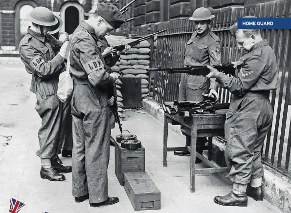  ??  ?? ABOVE Sergeant J Stewart Chief Instructor of the Home Guardin the Bow Street area of London giving instructio­n with a Browning gun. Formerly of the Scots Guards, Stewart is now porter at Lindsey House Shaftesbur­y Avenue. October 1940