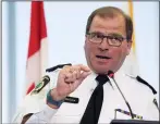  ?? CP PHOTO AARON LYNETT ?? Niagara Regional Police Services Chief Jeff McGuire speaks during a press conference Wednesday in Niagara Falls, Ont.