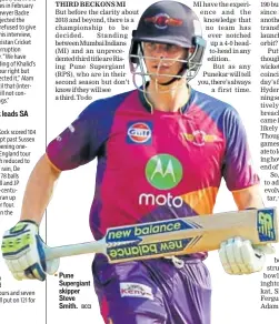  ??  ?? Pune Supergiant skipper Steve Smith. BCCI