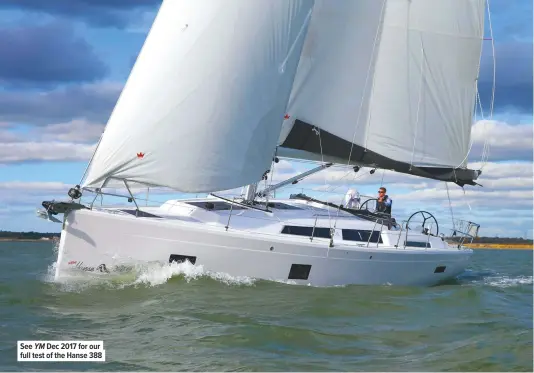  ??  ?? see YM dec 2017 for our full test of the hanse 388