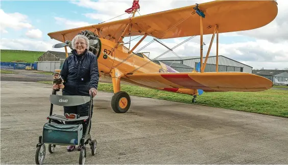  ?? Pictures: Sue Ryder/ PA Wire ?? Betty Bromage, 93, who has just completed her fifth wing-walk for charity