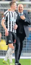  ??  ?? Rafael Benitez and Sean Longstaff at full-time.