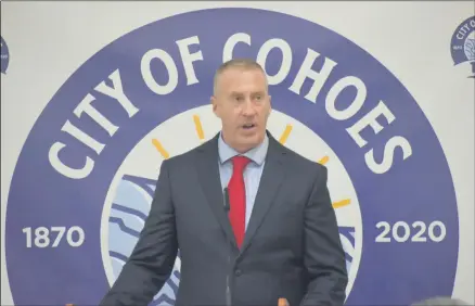  ?? NICHOLAS BUONANNO — MEDIANEWS GROUP FILE ?? Cohoes Mayor Bill Keeler speaks during his State of the City address earlier this year.