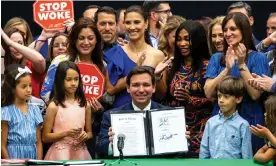  ?? Photograph: Daniel A Varela/AP ?? Florida governor Ron DeSantis’s much-ballyhooed war on wokeness has spilled over into college sports.