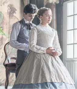  ?? SONY PICTURES ENTERTAINM­ENT ?? Timothée Chalamet and Florence Pugh as Laurie and Amy in “Little Women.”
