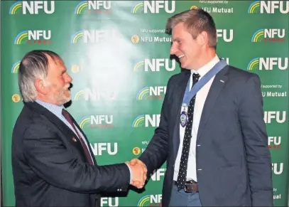  ??  ?? Richard Spencer and Richard Bower, former and new NFU Staffordsh­ire chairmen.