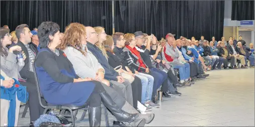  ?? GREG MCNEIL/CAPE BRETON POST ?? An estimated crowd of 200 people took in Friday’s Curling Canada announceme­nt at Centre 200 in Sydney. The country’s governing curling body announced it would bring the 2019 edition of the Scotties Tournament of Hearts to Sydney.