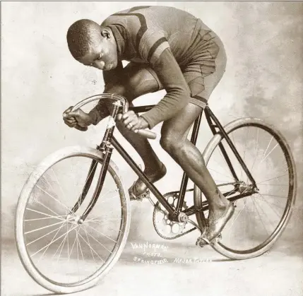  ?? NEW YORK PUBLIC LIBRARY ?? Marshall “Major” Taylor was one of the world’s greatest cyclists in the late 1800s, but his legacy of overcoming racism is little-known. U.S. Rep. Jonathan L. Jackson is now pushing for his colleagues to award him a congressio­nal gold medal.