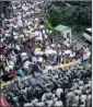  ?? ?? Hundreds of farmers and fruit growers take to the streets to protest against GST imposition, in Shimla on Friday
