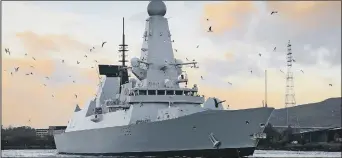  ??  ?? PASSAGE Type 45 destroyer HMS Defender