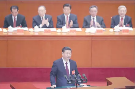  ??  ?? Chinese President Xi Jinping speaking at the 19th CPC National Congress in October, 2017.