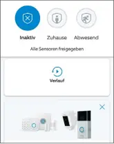  ??  ?? Bei Ring Alarm können Sie zwischen drei Sicher- heitsmodi wechseln.