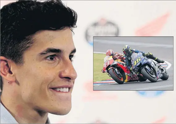  ?? FOTO: EFE ?? Marc Márquez durante la entrevista con Efe en Sao Paulo El campeón del mundo de MotoGP admite su error pero no renuncia al ADN Márquez que tanto éxito le ha dado