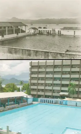  ?? (Photos: Fiji Museum). ?? Top-Bottom: THEN: The Suva Sea Baths in the 1930s. NOW: The Suva Olympic Pool