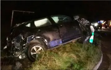  ??  ?? The car which was involved in the accident at Kyle, Oulart.