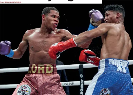  ?? Photos: ED MULHOLLAND/MATCHROOM ?? QUESTIONS TO ANSWER: Haney gets to grips with Gamboa