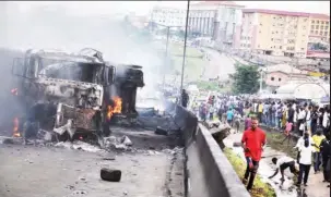  ?? PHOTO: ?? Scene of Tanker accident in Lagos. June 28, 2018. Benedict Uwalaka