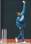  ??  ?? Sri Lanka’s Amila Aponso delivers a ball during the second One-Day Internatio­nal (ODI) cricket match between Sri Lanka and Australia at the R. Premadasa Internatio­nal Cricket Stadium
in Colombo on Aug 24. (AFP)