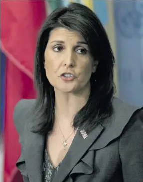  ??  ?? US envoy to the United Nations, Nikki Haley.