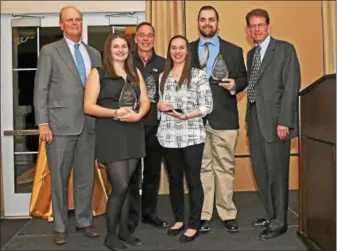  ?? PHOTO PROVIDED ?? Saratoga Casino Hotel honored the performanc­e of four top team members during an annual awards banquet held recently in the hotel ballroom. The photo shows the recipients of the Saratoga Casino Hotel’s Team Member of the Year, Supervisor of the Year...