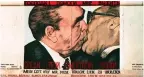  ??  ?? Bruderkuss: Leonid Brezhnev and Erich Honecker kiss on the 30th-anniversar­y celebratio­ns of the foundation of the German Democratic Republic, in 1979