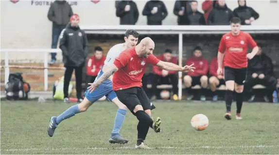  ??  ?? Action from Horden CW’s clash with Harton and Westoe at Horden Welfare Park, last January.