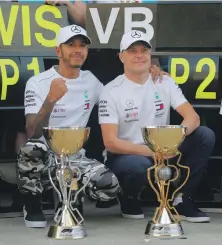  ?? Reuters ?? Lewis Hamilton, left, was victorious in Russia after teammate Valtteri Bottas was ordered to let the Brit pass