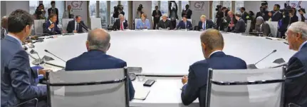  ??  ?? G7 SUMMIT: Trump rowed with his fellow G7 leaders over his demand that Russia be readmitted to the group, rejecting arguments that it should remain an associatio­n of liberal democracie­s.