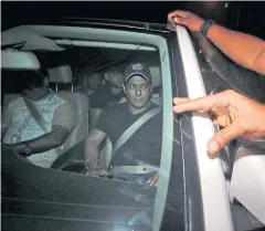  ?? REUTERS ?? Bollywood actor Salman Khan is pictured inside a vehicle upon his arrival outside his home after a court in Jodhpur granted him bail.