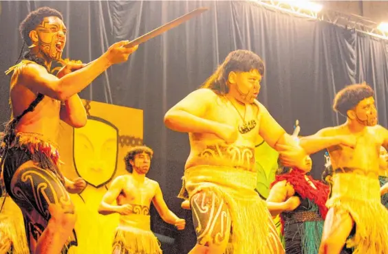  ?? Photo / Kate Durie ?? Te Wharekura o Ngā Purapura o Te Aroha Wharekura’s performanc­e at this year’s Te Ra Whakamana Rangatahi Kapa Haka Festival.