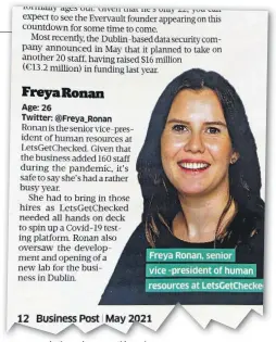  ??  ?? Freya Ronan in the Business Post this week.