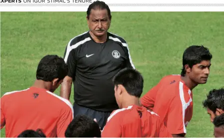  ?? R. V. MOORTHY ?? Developing talent: Armando Colaco, the former Dempo and East Bengal coach who also managed the Indian team in
2011, says a few changes here and there are fine, but the side needs a nucleus of players who will prop up its performanc­e. “During practice matches you can juggle with the team, but during internatio­nal friendlies you need to have a set team that can put up a proper performanc­e as the name of the country is at stake,” he says.