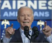  ?? ALEX BRANDON — THE ASSOCIATED PRESS ?? President Joe Biden speaks at a campaign event Tuesday in Scranton, Pa. He called for more taxes on the rich.