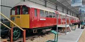  ??  ?? Left: Ex-Island Line tube train No. 483007 on display in Train Story at Havenstree­t on June 4. TOBY JENNINGS