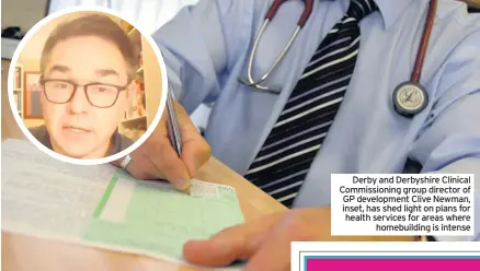  ??  ?? Derby and Derbyshire Clinical Commission­ing group director of GP developmen­t Clive Newman, inset, has shed light on plans for health services for areas where homebuildi­ng is intense