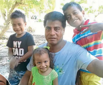  ??  ?? Eritara Kaieru – pictured above with his children and left with wife Tekarara. His sister Nicky Kaierua, far left, has revealed his final words. Right, Alfred ‘‘Bubba’’ Cook, of the World Wide Fund for Nature.