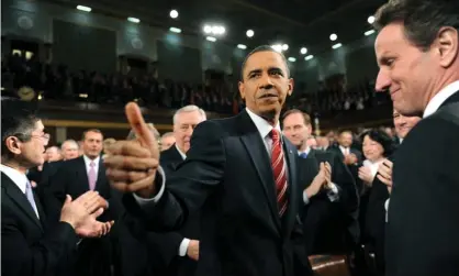  ?? Photograph: Tim Sloan/AP ?? Barack Obama arrives on Capitol Hill to deliver his State of the Union address in 2010. The previous year, in a break with establishe­d norms, he was heckled by a Republican congressma­n.