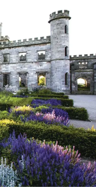  ??  ?? Left The contrast is stark, yet the connection between the Tapestry Garden and the castle appears effortless. Dan has used low curtains of Taxus and Panicum ‘Rehbraun’ to provide architectu­re and inject rhythm into the planting, not only linking it...