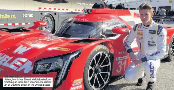  ??  ?? Ashington driver Stuart Middleton before finishing an incredible second on his Rolex 24 at Daytona debut in the United States